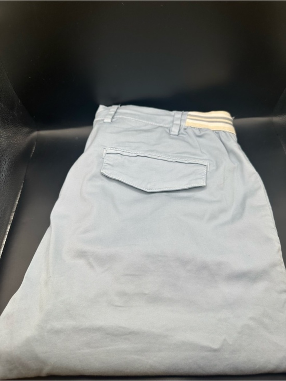 Eleventy Light Blue Chino Pants with Cream Stripe Waistband US34